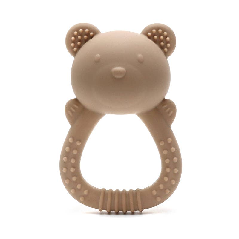 Hochet Anneau de Dentition en Silicone Ours - Sable