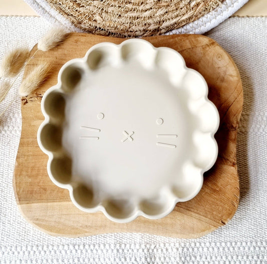Assiette en silicone avec ventouse Lion - Beige