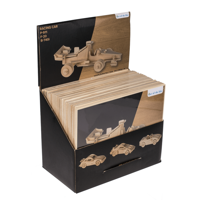 Puzzle 3D en bois naturel, voitures,