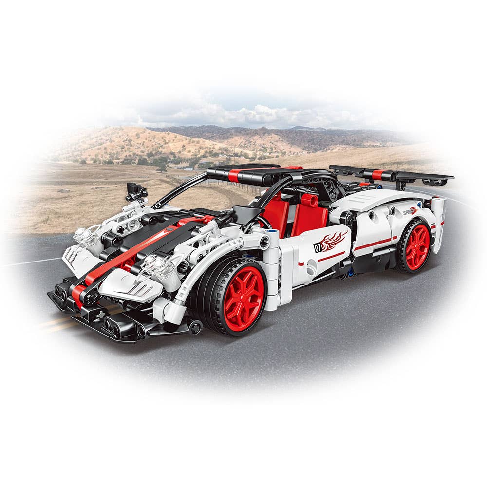 Voiture de course Technic Pullback Blanc Giros Encaixes 8+