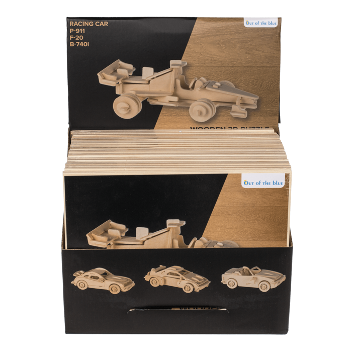Puzzle 3D en bois naturel, voitures,