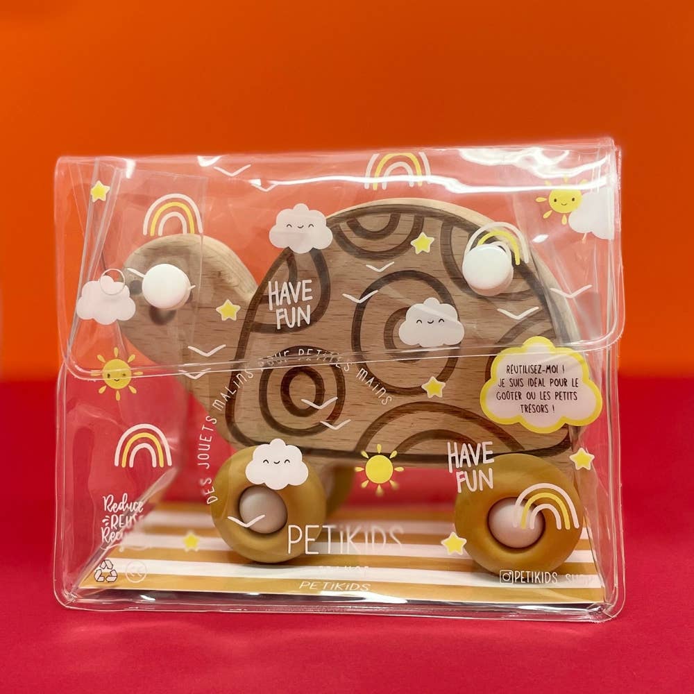 Jouet en bois et roues silicone - Petite Tortue