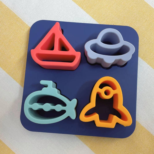 Jouets d'éveil en silicone - Puzzle les engins