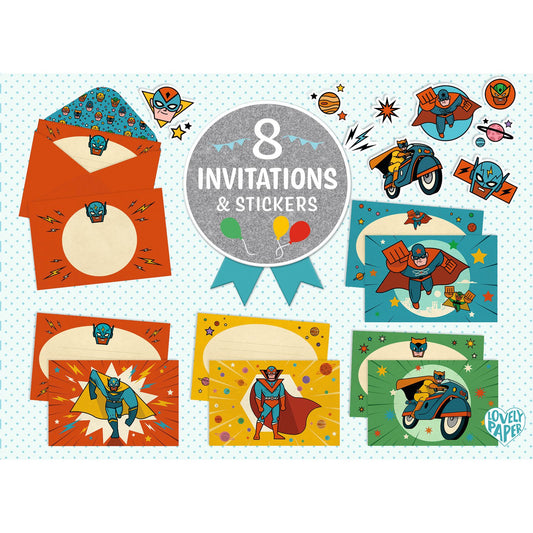 Set invitations d'anniversaire - SUPER