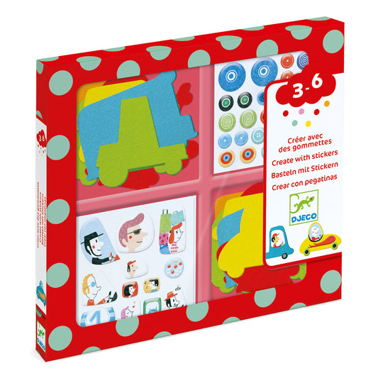 Collage sur feutrine : Les voitures