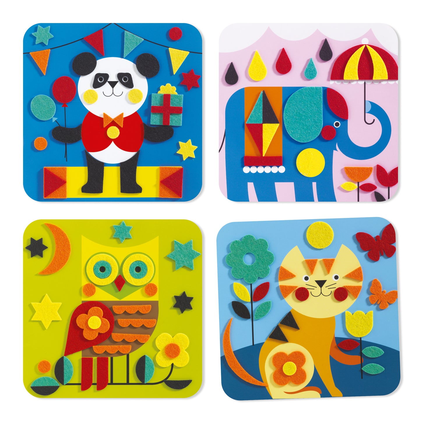 4 tableaux de gommettes en feutrine