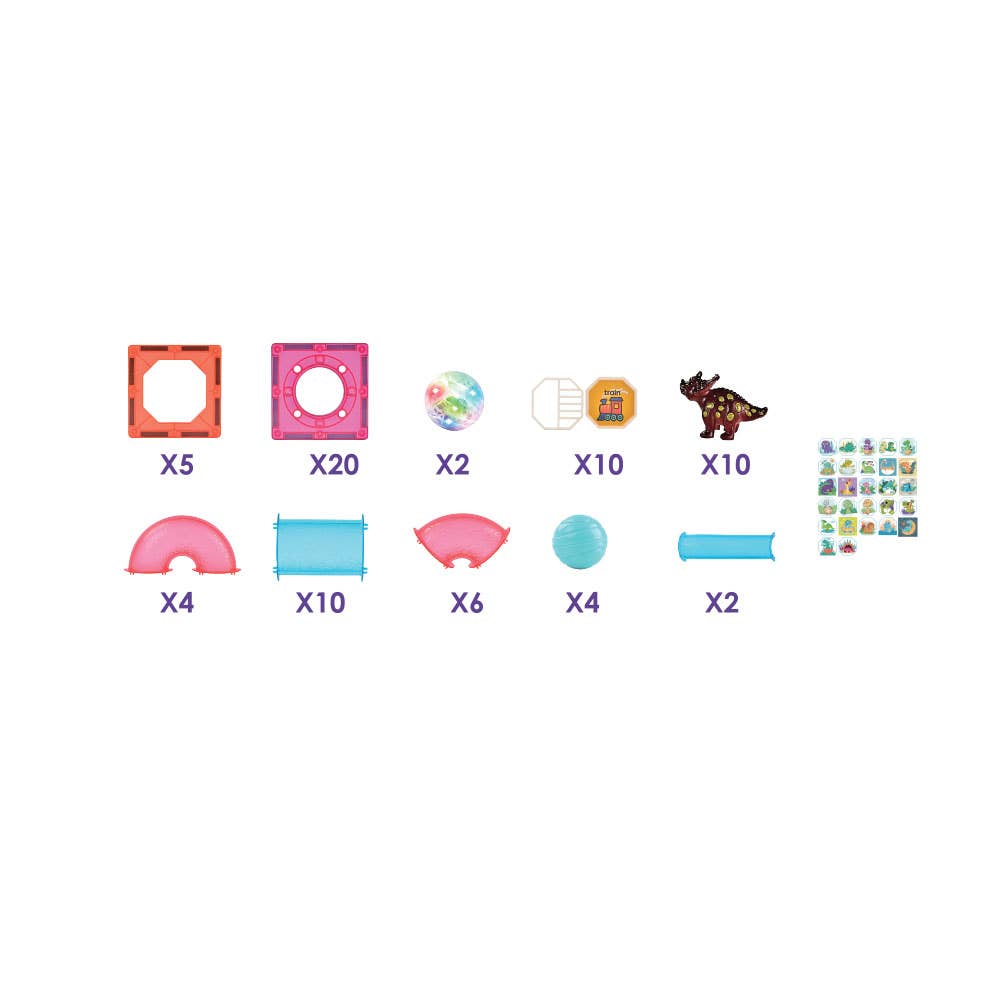 Jeu Magnétique Lumineux Dino 73 Pcs