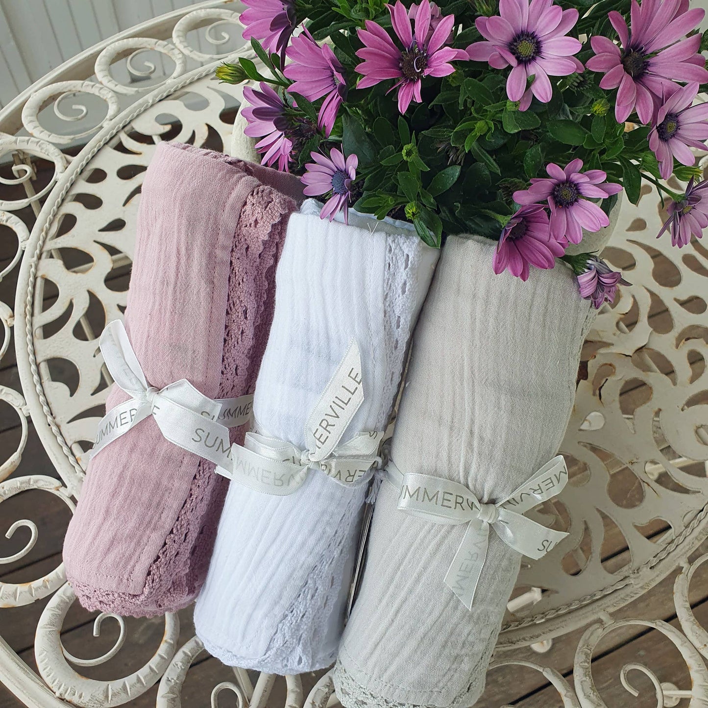 Couverture en coton bio grise