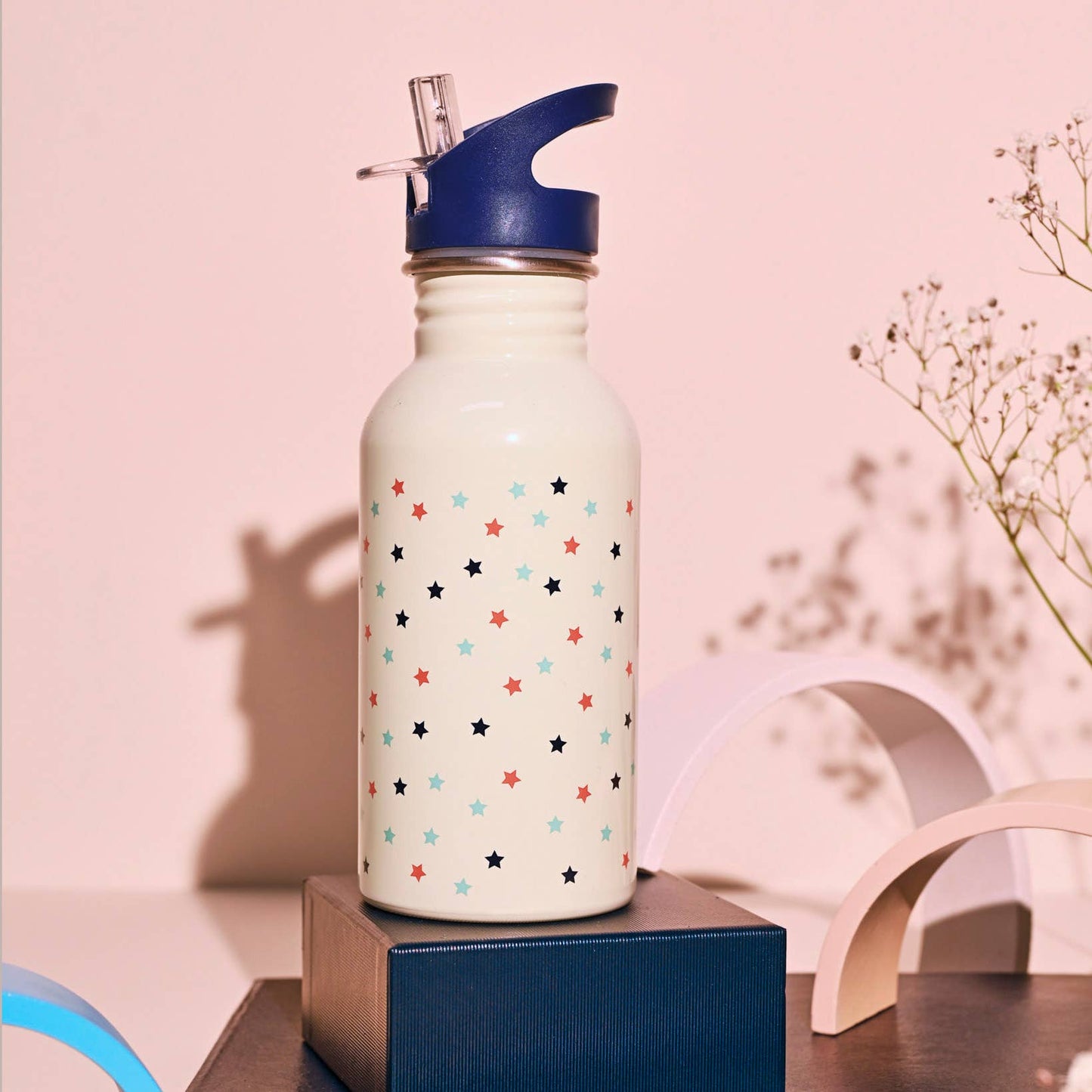 Bouteille ultra-légère en acier inoxydable avec paille intégrée - 500 ml - Étoiles