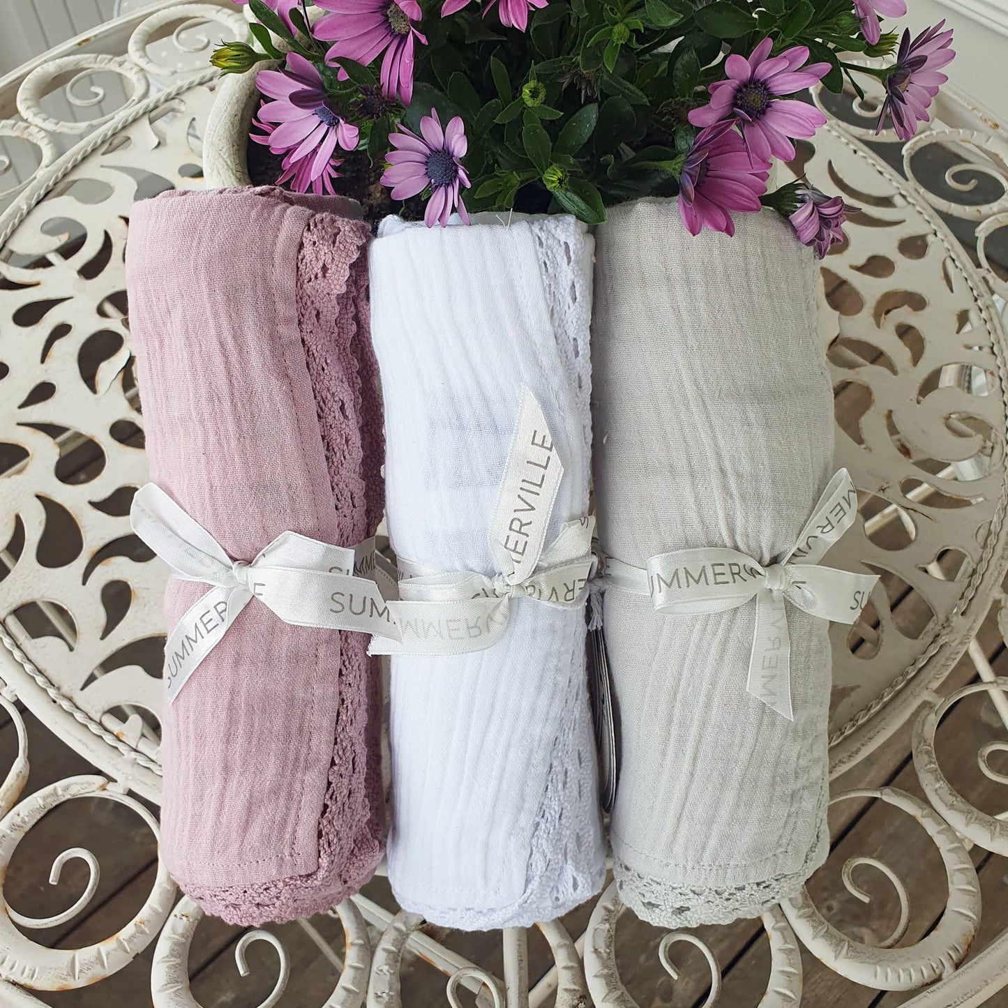 Couverture en coton bio grise