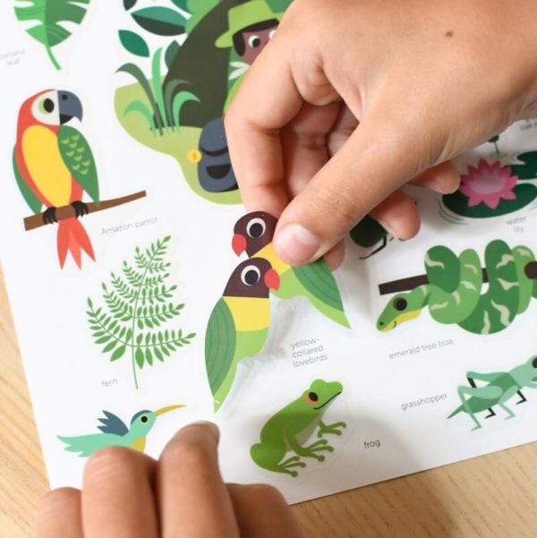 Mini poster avec 22 stickers repositionnables - La Jungle