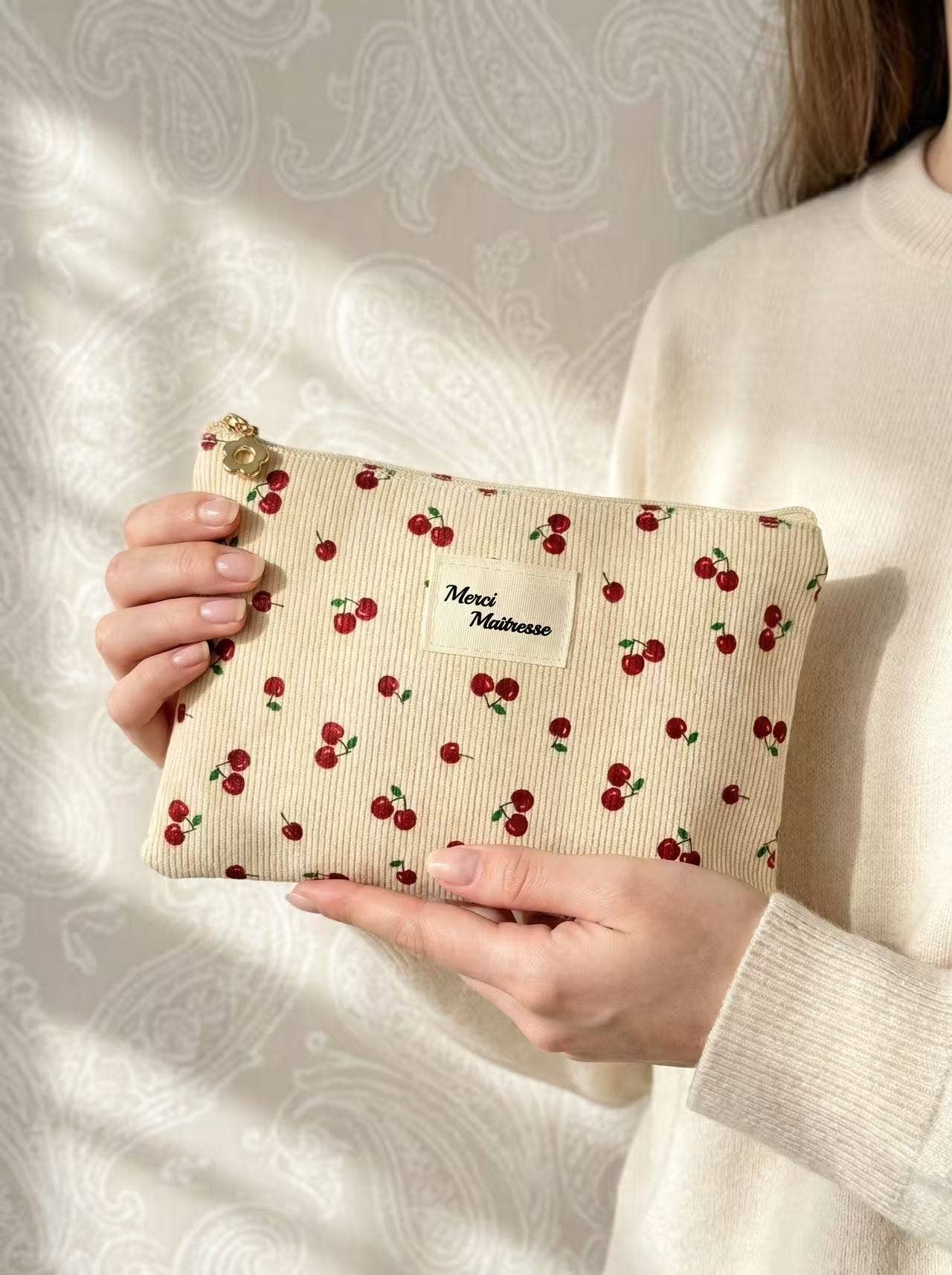 Pochette 14x20 cerise mignon merci maîtresse cadeau fin anné