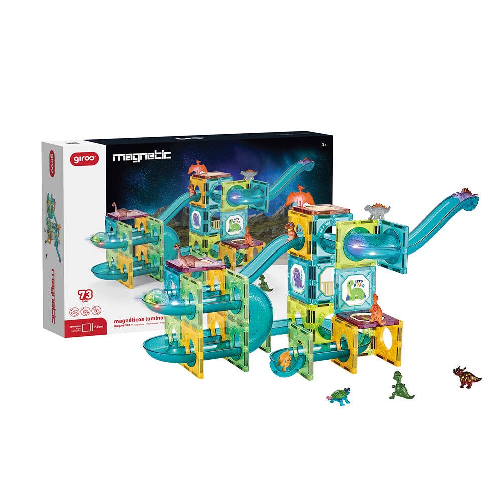 Jeu Magnétique Lumineux Dino 73 Pcs