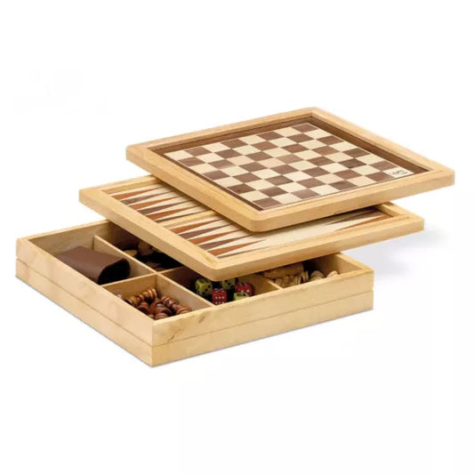 Echecs / Dames et Backgammon en bois