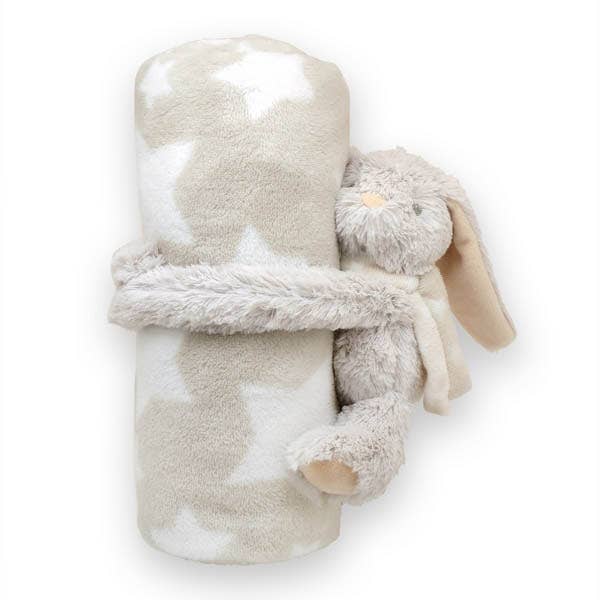 Couverture avec lapin en peluche