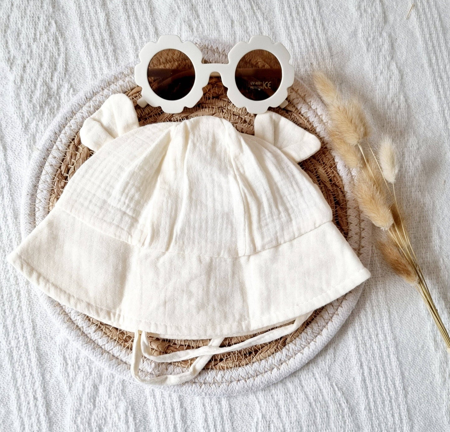 Chapeau de soleil hydrophile pour bébé - Beige