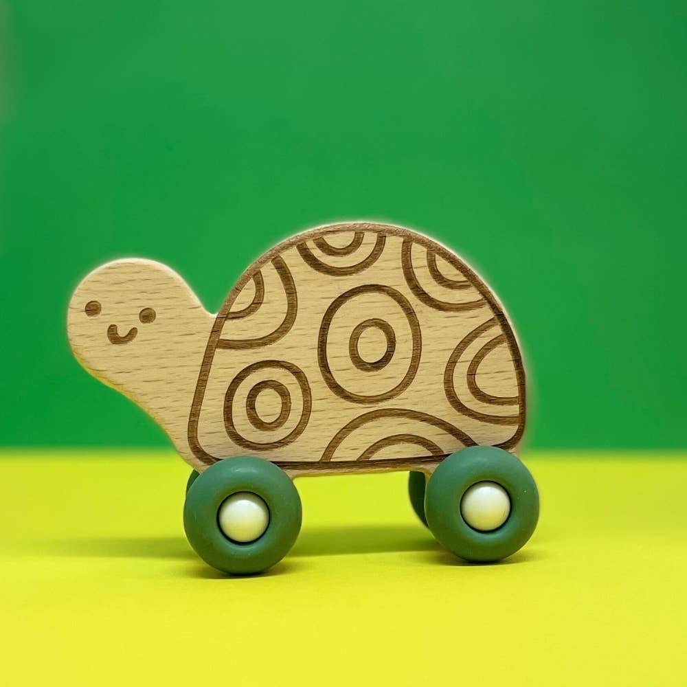 Jouet en bois et roues silicone - Petite Tortue
