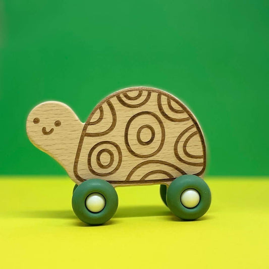 Jouet en bois et roues silicone - Petite Tortue