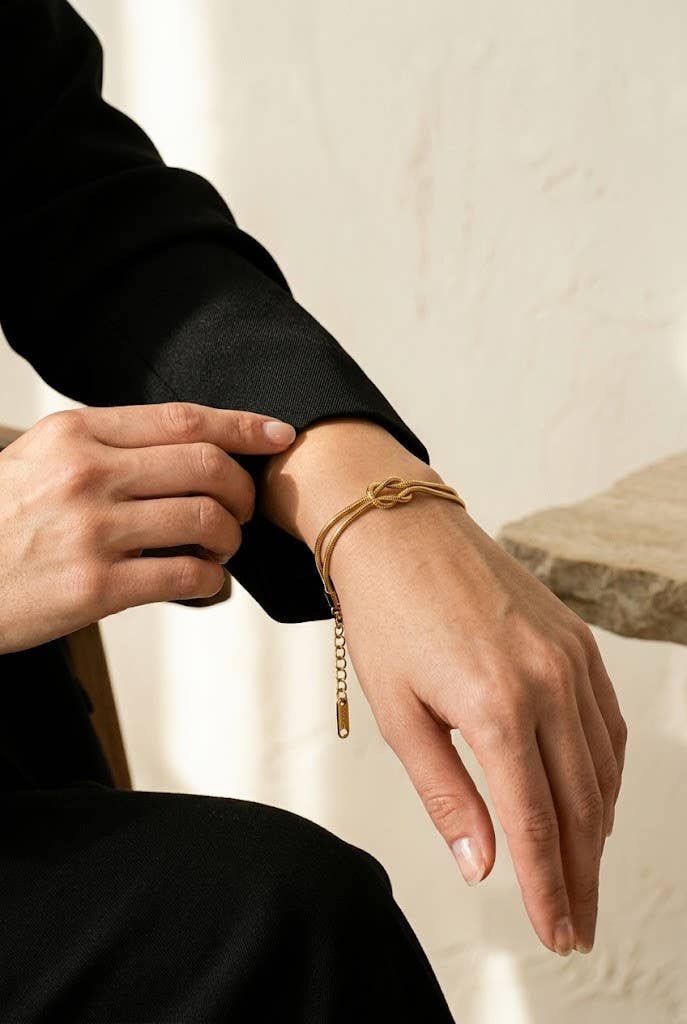 Bracelet double chaîne inoxydable avec nœud élégant
