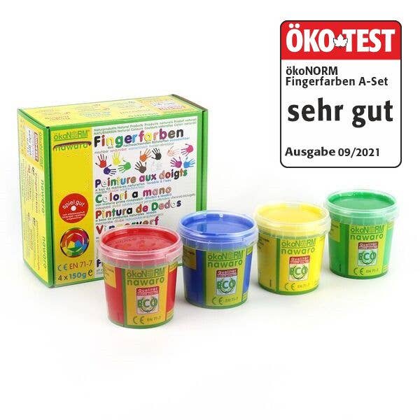 Peinture au doigt Nawaro, lot de 4 A - rouge, jaune, vert, bleu