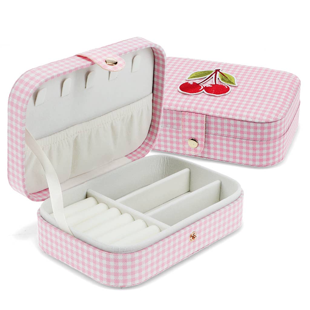 Boîte à bijoux - Vichy rose cerise