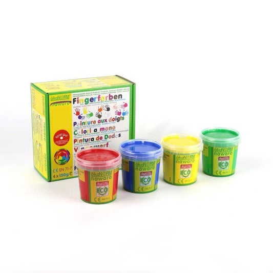 Peinture au doigt Nawaro, lot de 4 A - rouge, jaune, vert, bleu