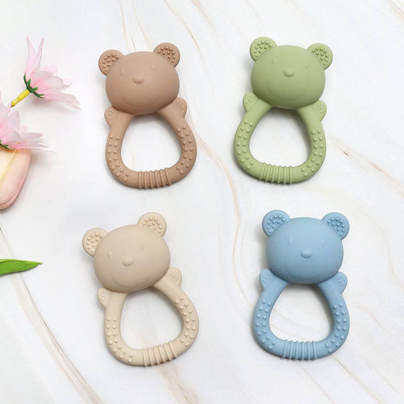 Hochet Anneau de Dentition en Silicone Ours - Sable