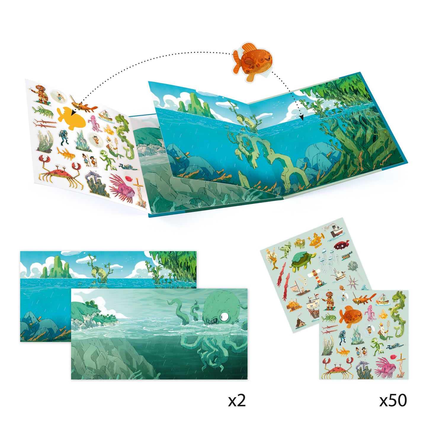 Deux décors avec stickers repositionnables : La Mer