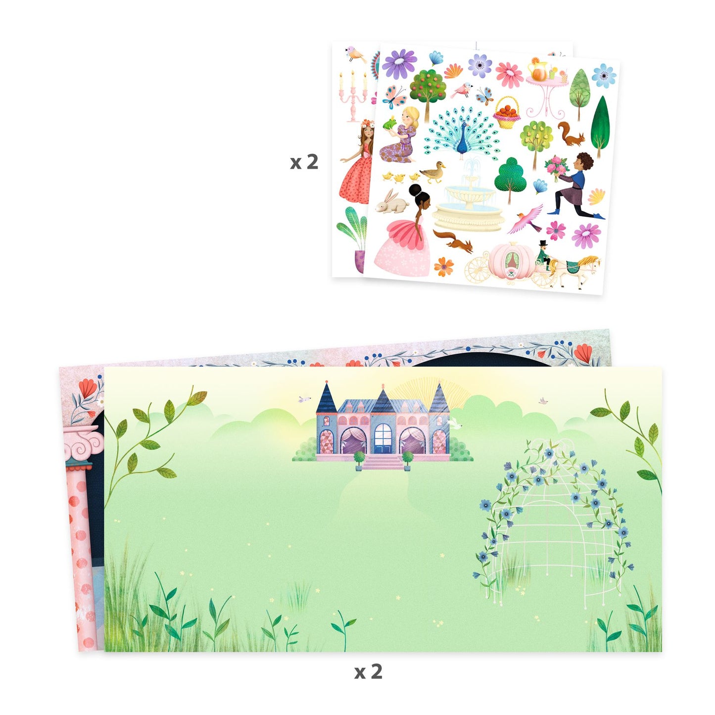 Deux décors avec stickers repositionnables : Le vie au Château