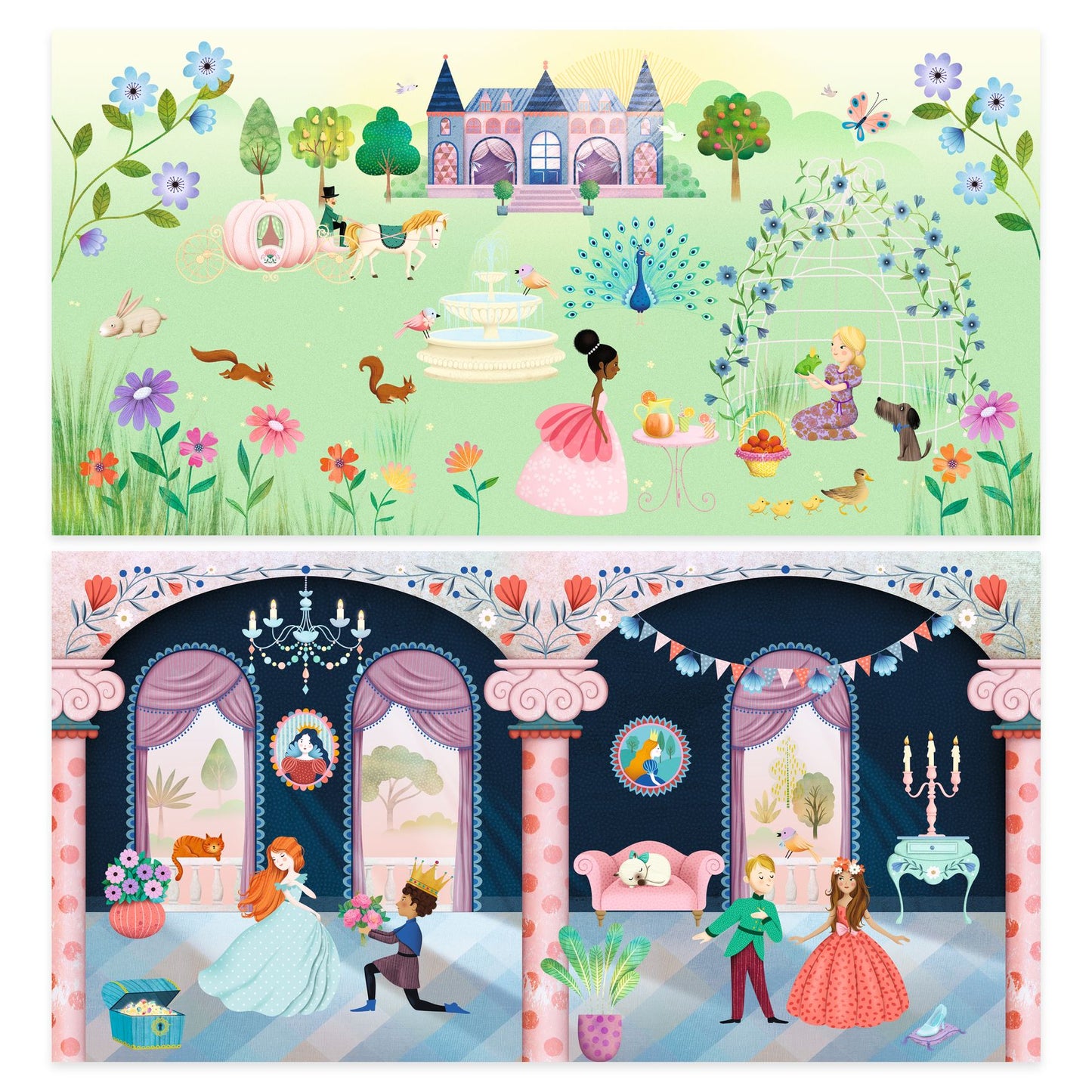 Deux décors avec stickers repositionnables : Le vie au Château