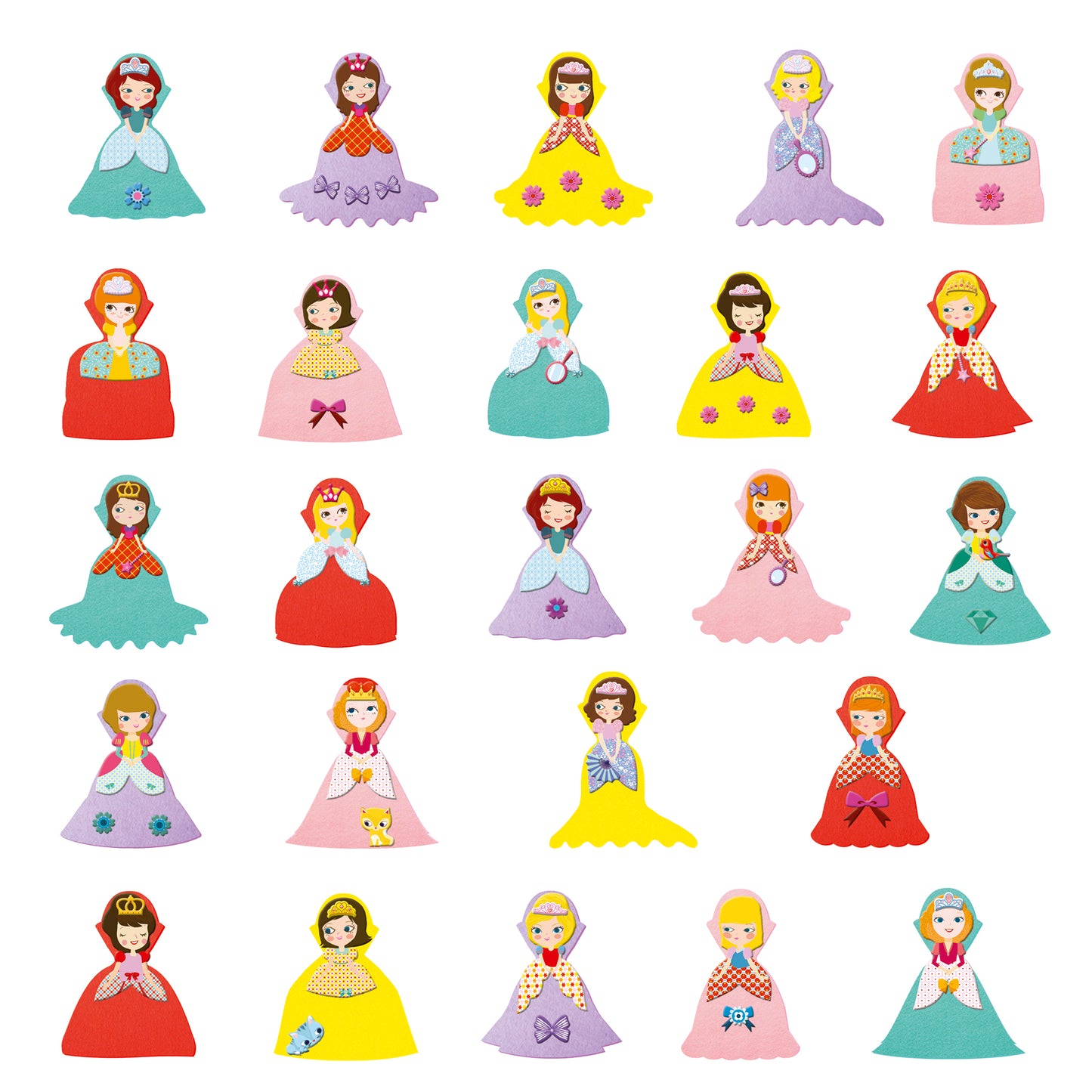 Collage sur feutrine : les princesses