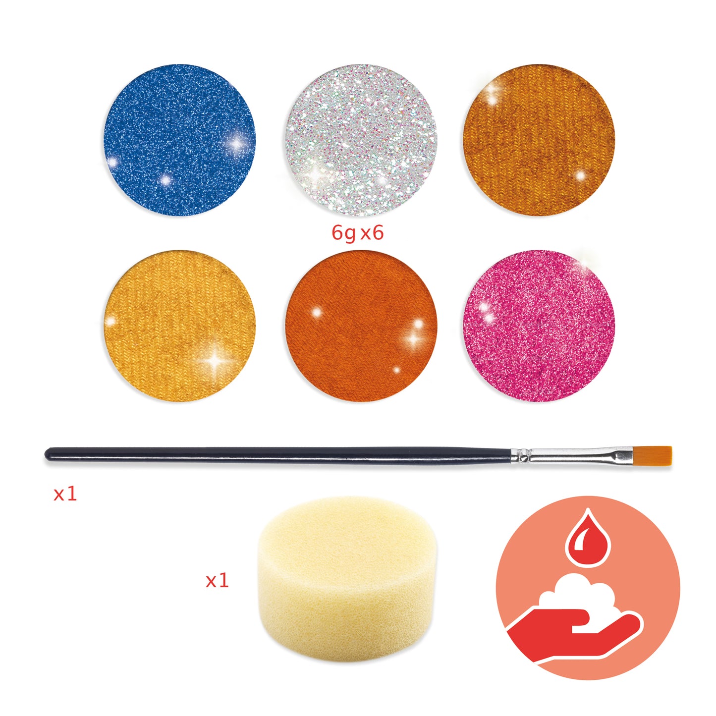 Palette 6 couleurs - paillettes