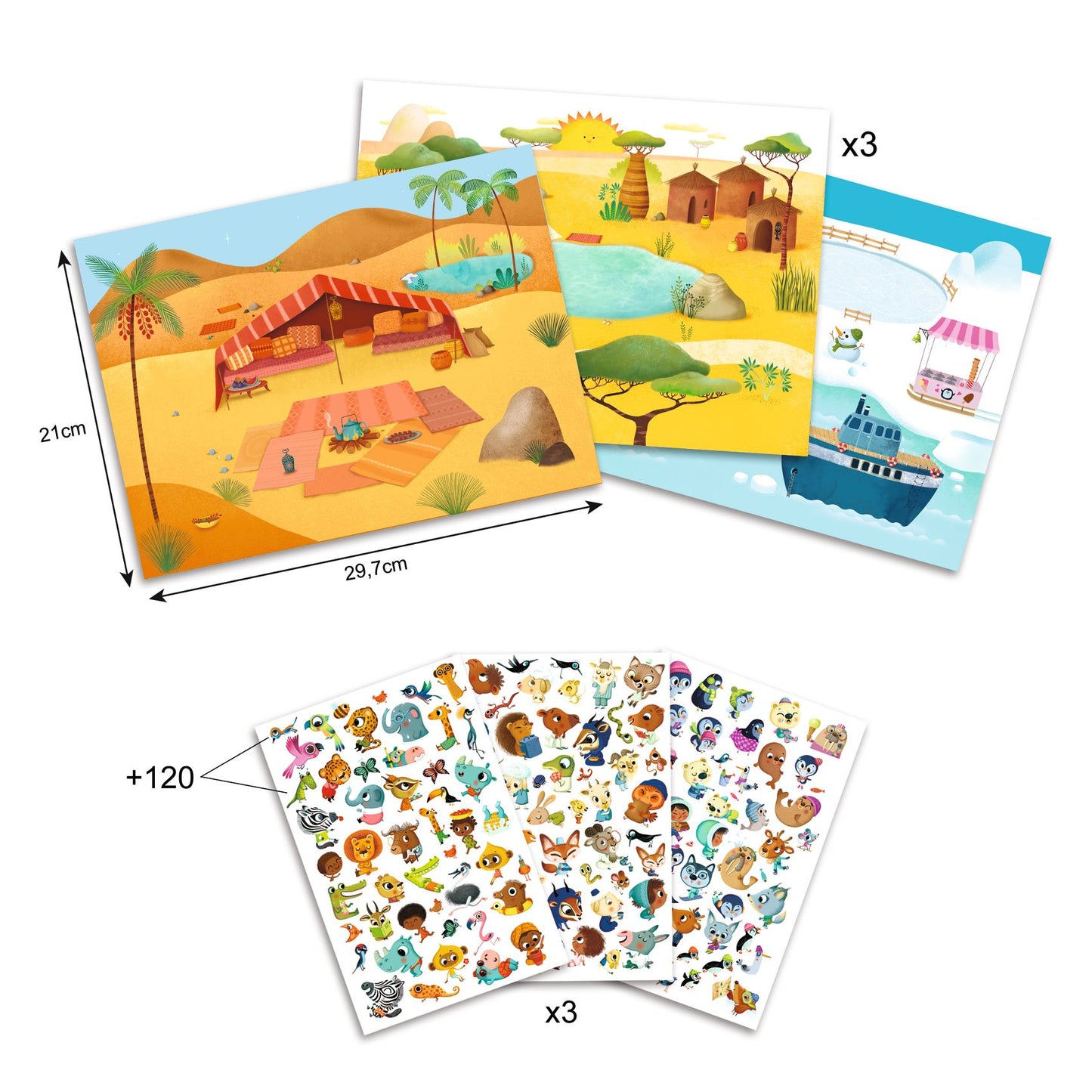 Décalcomanies : Savane, désert & pôle nord