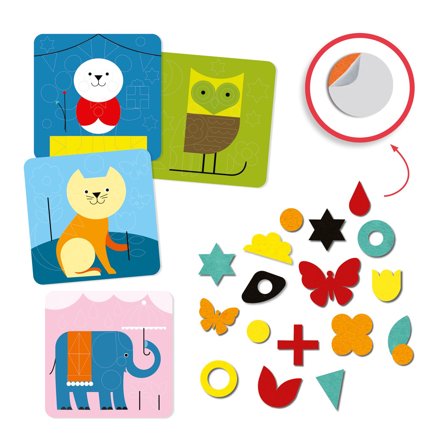 4 tableaux de gommettes en feutrine