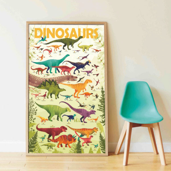 Poster dinosaures stickers repositionnables