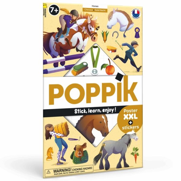 Poster pédagogique - Les chevaux avec 49 stickers repositionnables