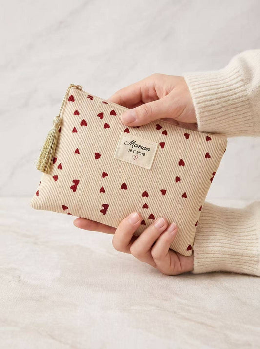 Pochette trousse toilette Maman je t’aime cœur rouge cadeau
