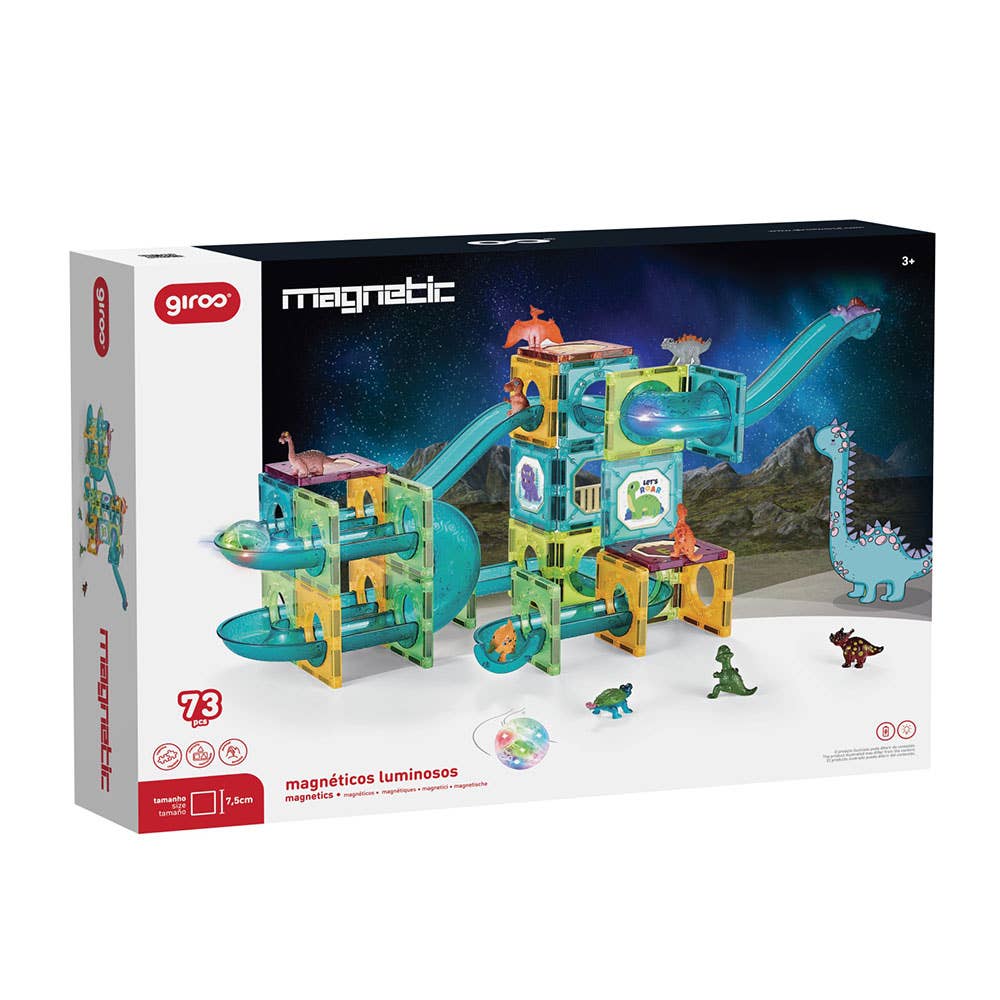 Jeu Magnétique Lumineux Dino 73 Pcs