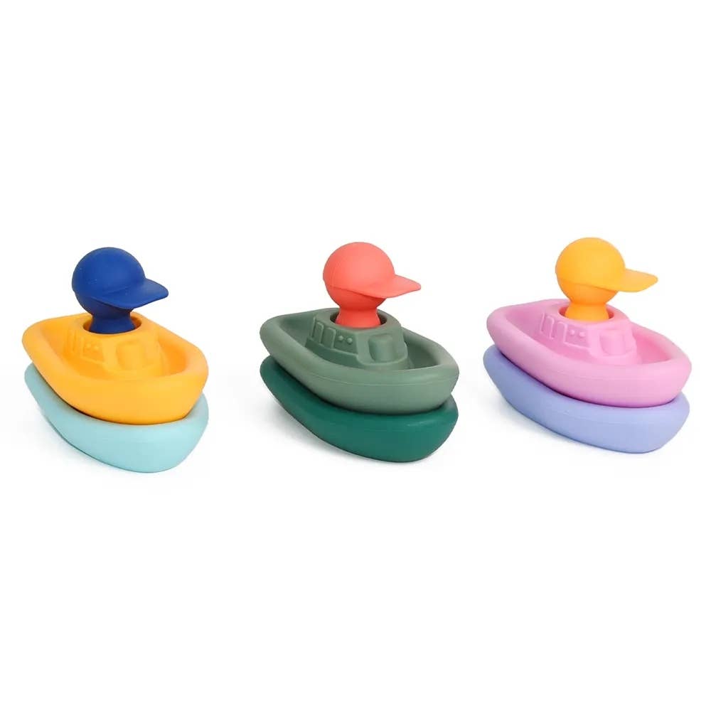 Jouet d'éveil pour le bain - Set de 2 bateaux et 1 capitaine