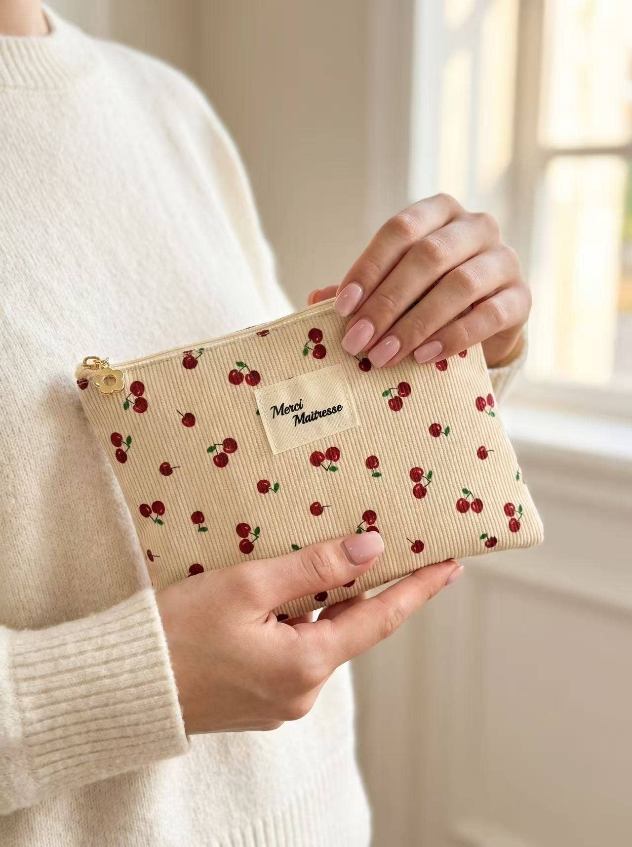 Pochette 14x20 cerise mignon merci maîtresse cadeau fin anné