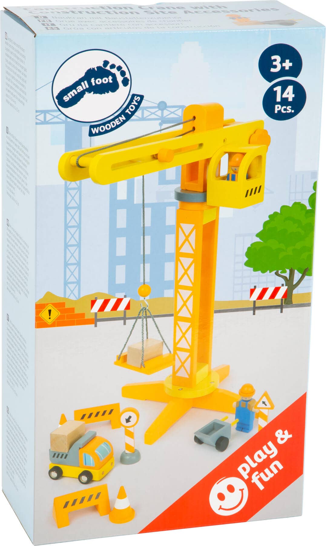 Grue de chantier en bois avec accessoires de construction
