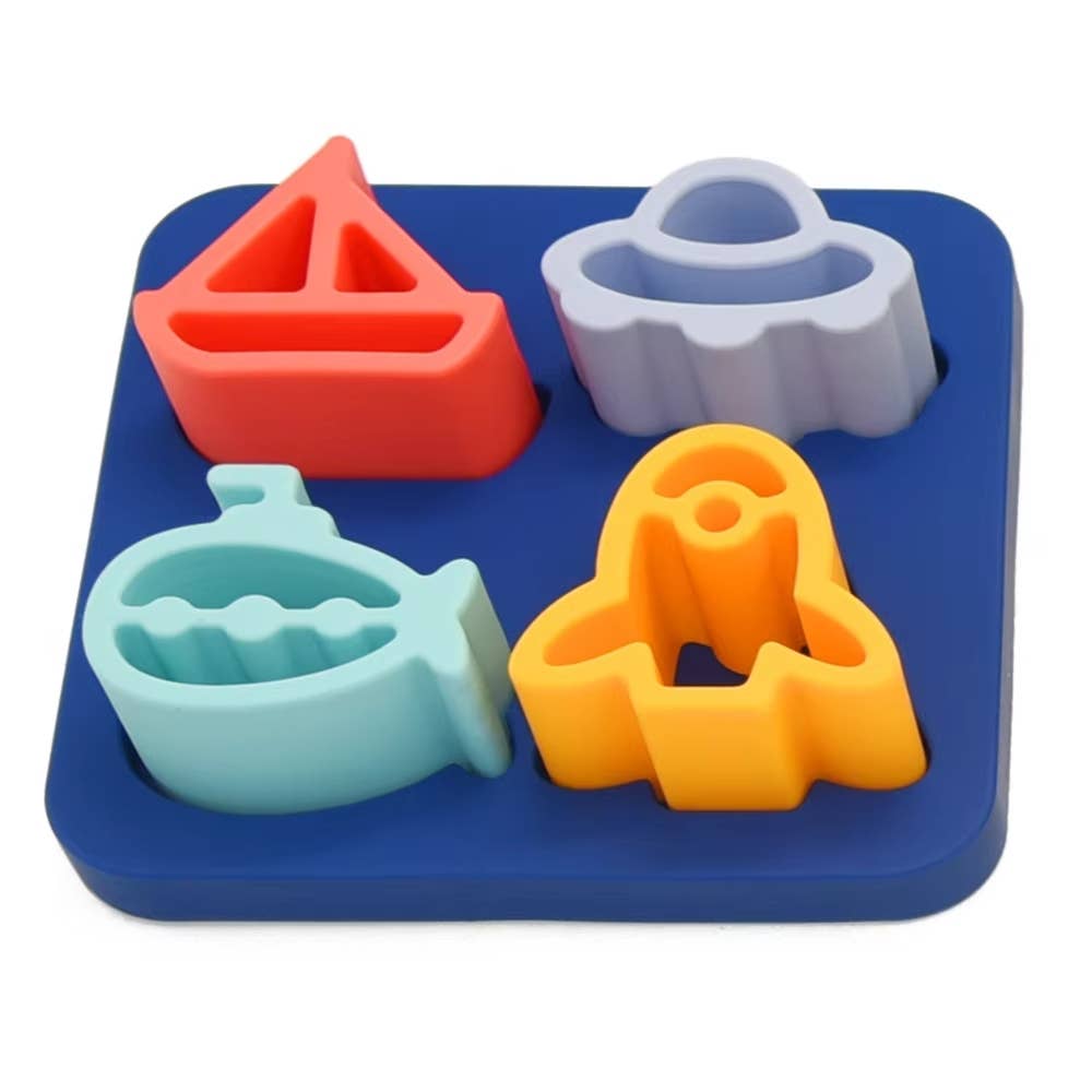 Jouets d'éveil en silicone - Puzzle les engins