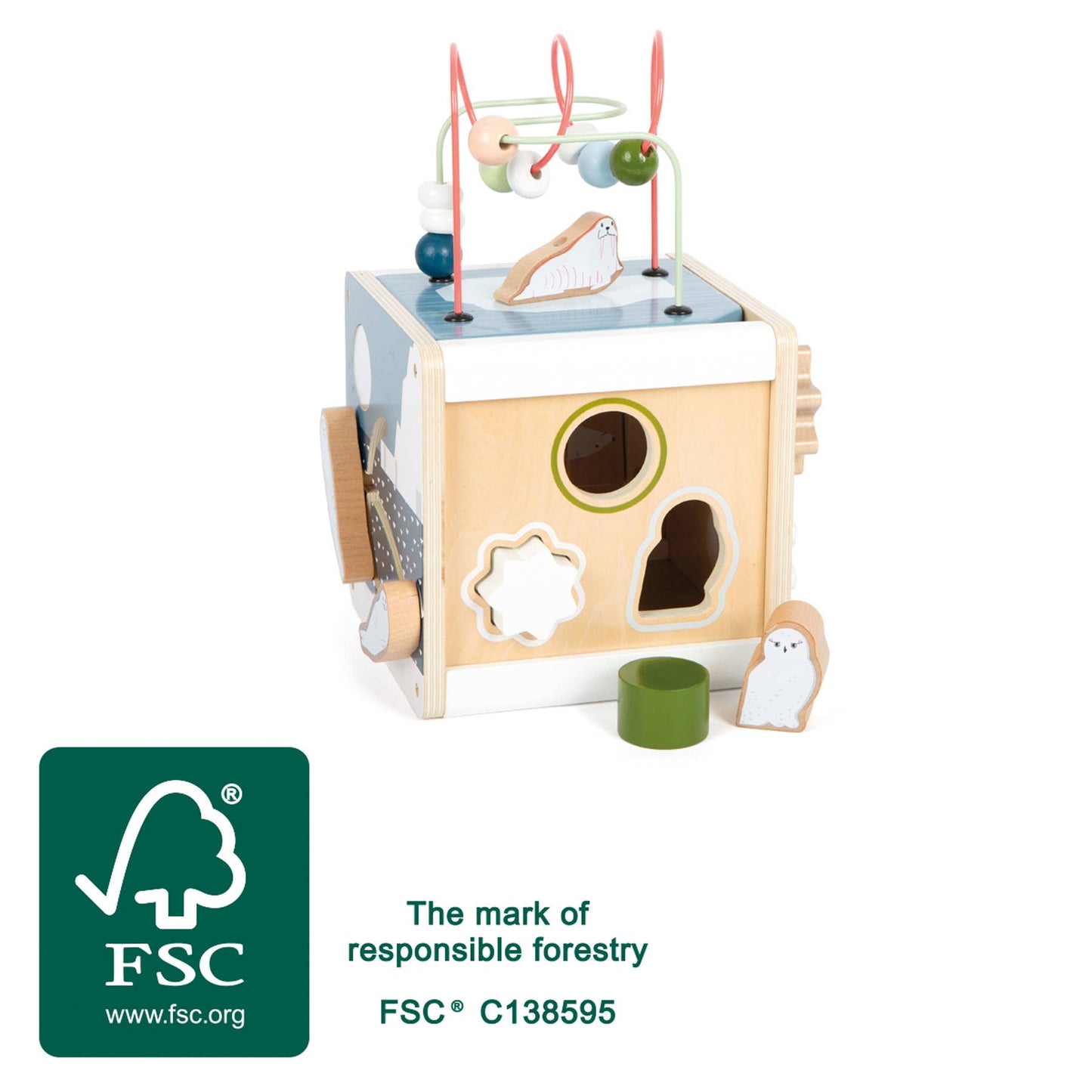Cube de motricité arctique en bois