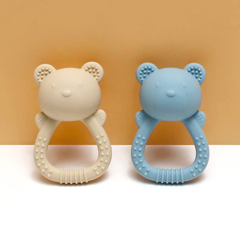 Hochet Anneau de Dentition en Silicone Ours - Sable
