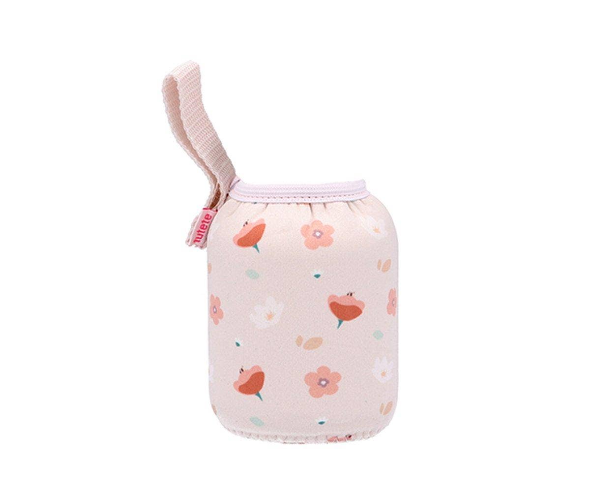 Gourde Acier Basique Ivoire 350Ml avec housse fleurs