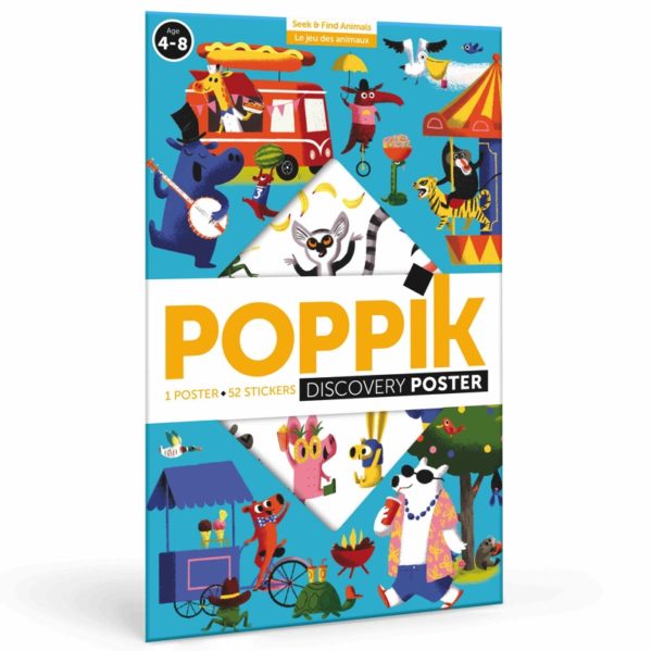 Poster pédagogique avec 52 stickers repositionnables - Les animaux