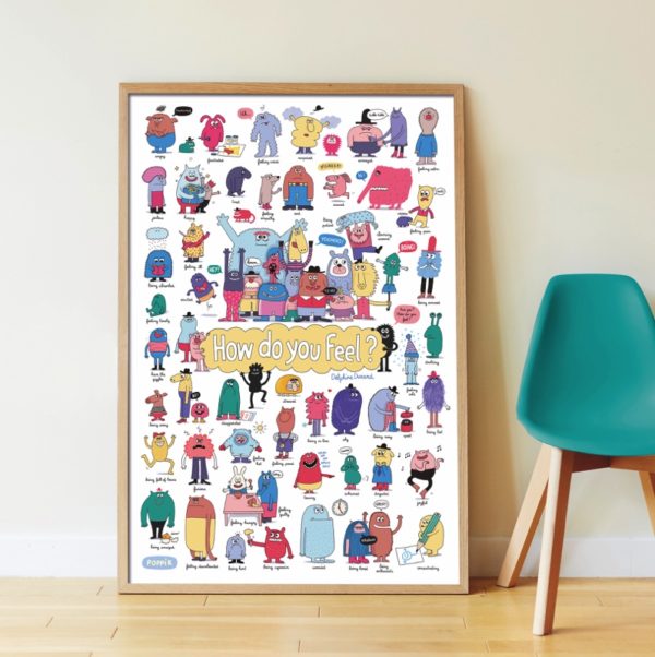 Poster pédagogique - Nos émotions avec 43 stickers repositionnables