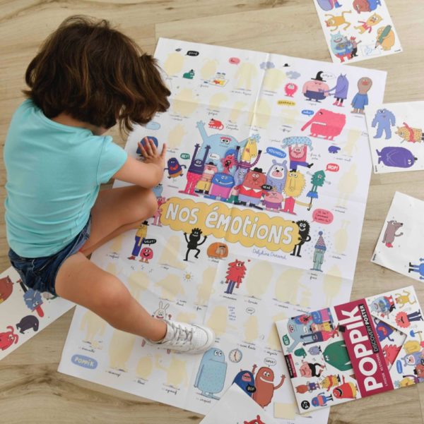 Poster pédagogique - Nos émotions avec 43 stickers repositionnables