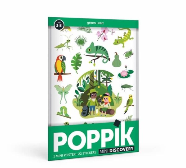 Mini poster avec 22 stickers repositionnables - La Jungle